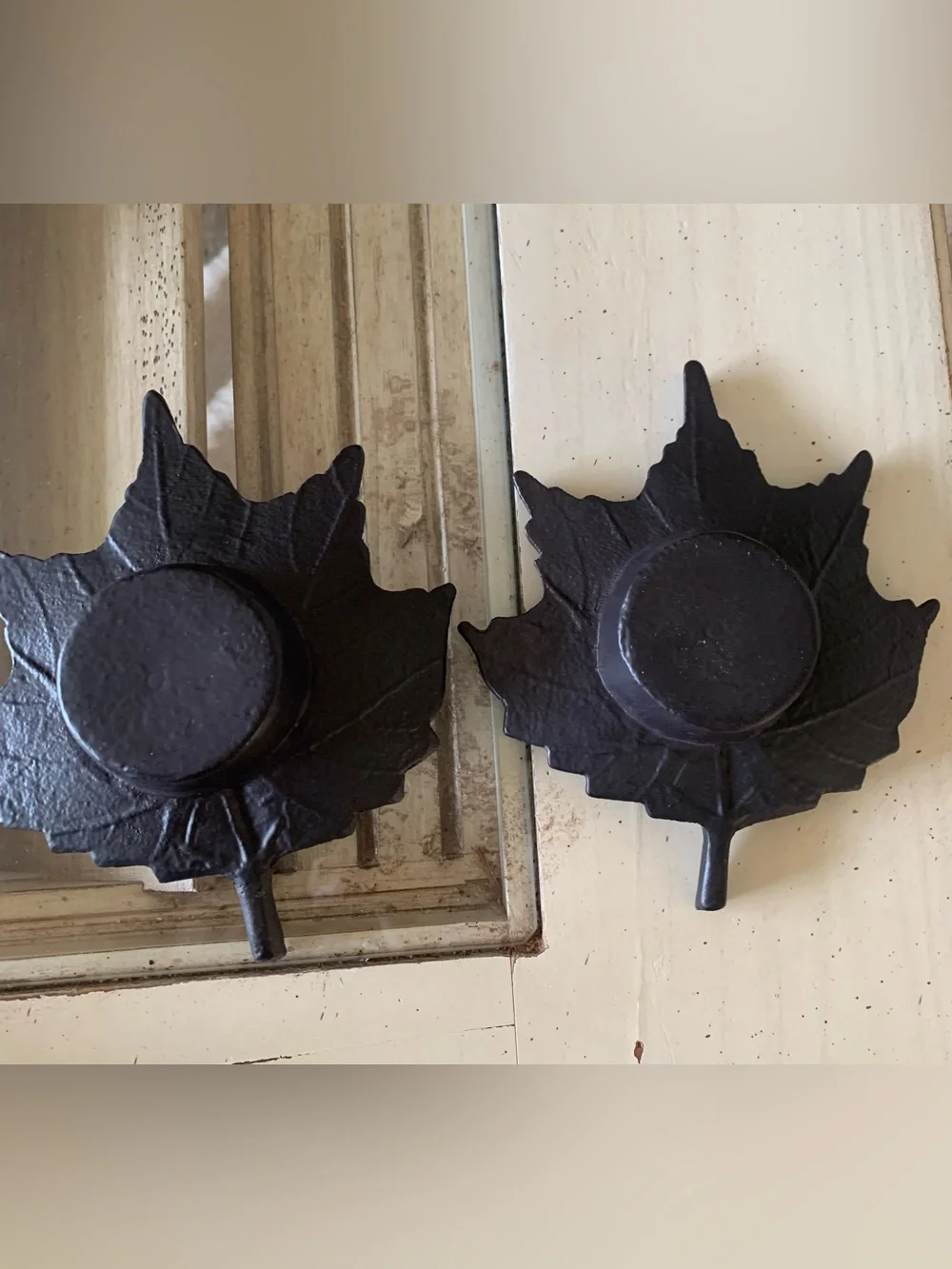 Pier 1 Set of 2 Maple Leaves Shaped Metal Tea Lights